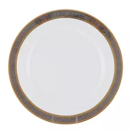 Блюдо круглое мелкое 30 см Thun1794 декор широкий кант платина, золото