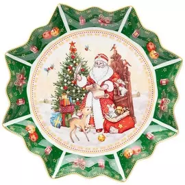 Блюдо Lefard Дед Мороз 26 см зеленое