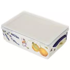 Блюдо Lefard Прованс лимоны прямоугольное с ручками и силиконовой крышкой, 20,5х12х6 см