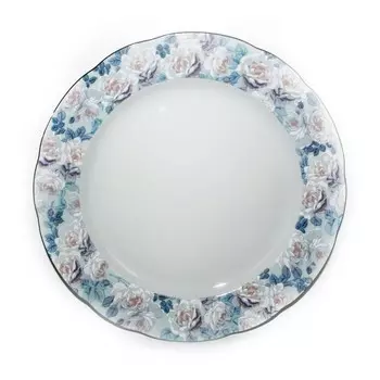 Блюдо мелкое Thun 1794 Роза Голубая роза отводка платина 30 см