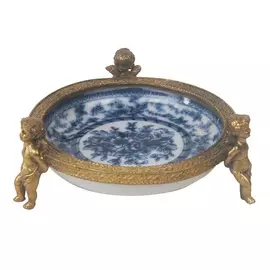 Блюдо на ангелах Glasar 14x14x5см синий