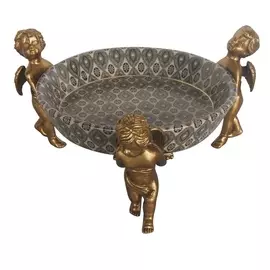 Блюдо на ангелах Glasar 23x23x12см золотистый