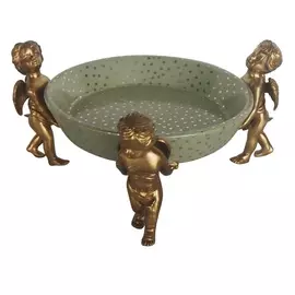 Блюдо на ангелах Glasar 23x23x12см зеленый