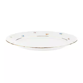 Блюдо овальное 36 см Thun1794 декор Мелкие цветы, отводка золото