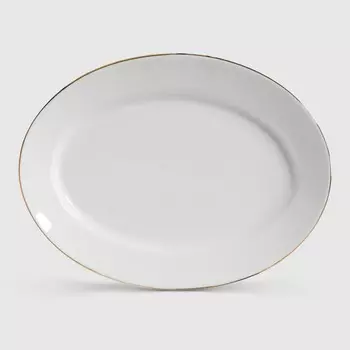 Блюдо овальное Башкирский фарфор Принц декор Заводной край золотом 36 см