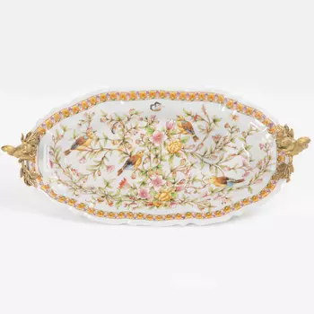 Блюдо овальное с белочками Glasar 36х20х11 см