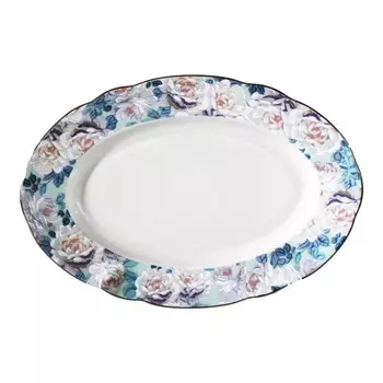 Блюдо овальное Thun 1794 Роза Голубая роза отводка платина 32 см