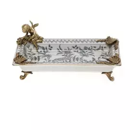 Блюдо с ангелом Glasar 26x14x11см белый