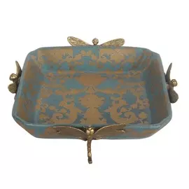 Блюдо со стрекозами Glasar 17x17x6см голубой