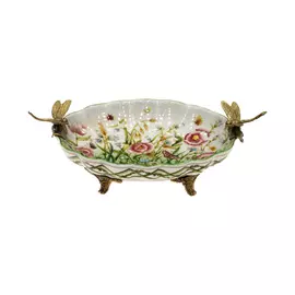 Блюдо со стрекозами Glasar 27x15x9см