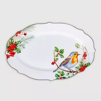 Блюдо White Rabbit Zaryanka овальное с позолотой 30х19,5х2 см