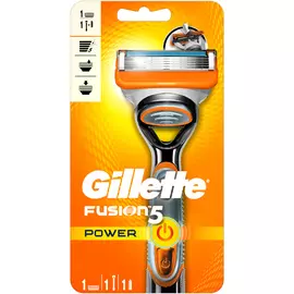 Мужская бритва Gillette Fusion5 Power, 1 кассета, с 5 лезвиями, с уменьшающими трение лезвиями, с успокаивающими микроимпульсами