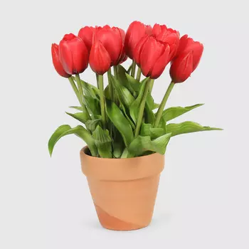 Букет Конэко-О 10148x2 тюльпаны коричневое кашпо 28 см