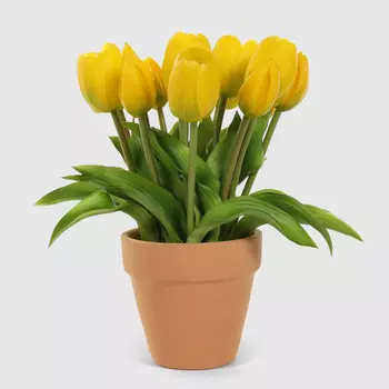 Букет тюльпанов Конэко-О 10146x2 в коричневом кашпо 28 см