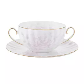 Бульонница с блюдцем Hatori Шиповник 370 мл золото