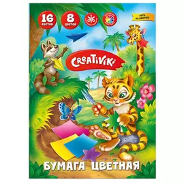Бумага цветная Creativiki двусторонняя газетная 16 листов 8 цветов