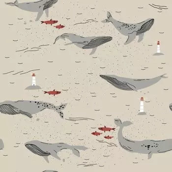 Бумага для подарков Be Smart 70х100 см, Коллекция "Waves", киты