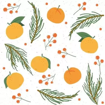 Бумага для подарков Be Smart 70х100 см, Коллекция "Christmas fruits", мандарины