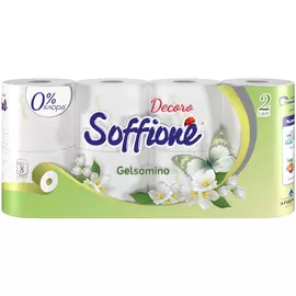 Бумага Soffione decoro gelsomino 2 слоя, 8 рулонов