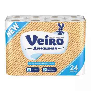 Бумага туалетная домашняя Veiro 2 слоя 24 рулонов белая