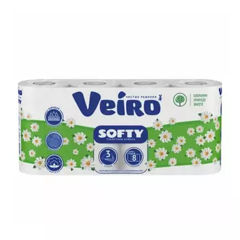 Бумага туалетная Veiro 3 слоя 8 рулонов