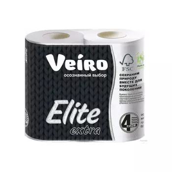 Бумага туалетная Veiro Elite Extra 4 слоя 4 рулона белая