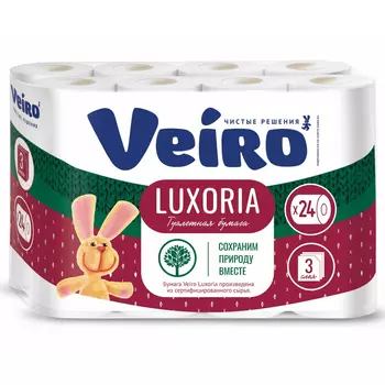 Бумага туалетная Veiro Luxoria 3 слоя 24 рулонов