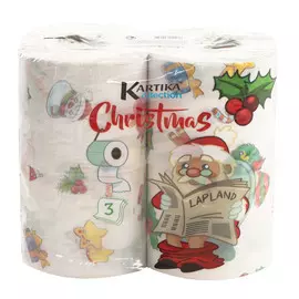 Бумага туалетная World cart kartika xmas 3 слоя 4 шт