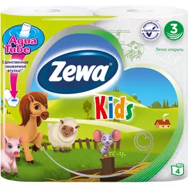 Бумага туалетная Zewa детская 3-слойная 4 рулона
