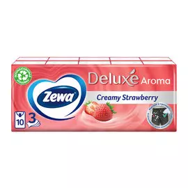 Бумажные платочки 3-слойные Zewa Deluxe Клубника 10 штук