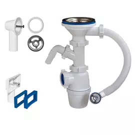 Бутылочный сифон Orio с одним отводом и переливом 3 1/2x40