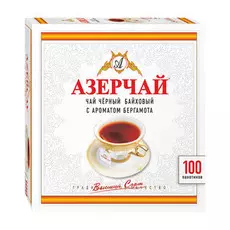 Чай Азерчай черный с бергамотом 100 пакетиков