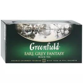 Чай черный Greenfield Earl Grey Fantasy с цедрой лимона и бергамотом 25 пакетиков