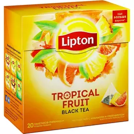 Чай черный Lipton Tropical Fruit Tea 20 пакетиков - пирамидок по 1,8г