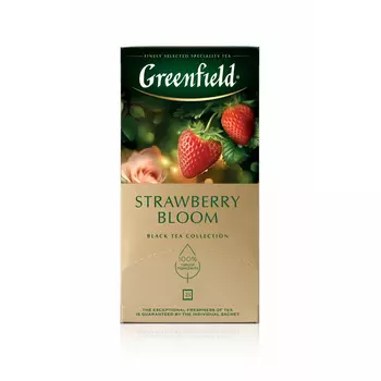 Чай чёрный Greenfield пакетированный строуберри блум 1,5 г, 25 пакетиков
