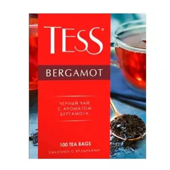 Чай чёрный Tess пакетированный бергамот 1,7 г, 100 пакетиков