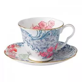 Чайная пара Wedgwood Butterfly Bloom 180 мл бело-синий