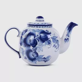 Чайник Гжель янтарь цветы, 1400 мл