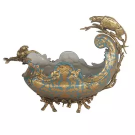 Чаша для фруктов с леопардом Glasar 45x18x32см бирюзовый