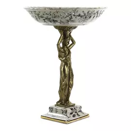 Чаша Glasar фарфоровая с бронзовой девушкой 25x25x33,5см