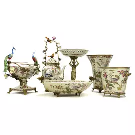 Чаша Glasar фарфоровая с бронзовой девушкой 25x25x33,5см