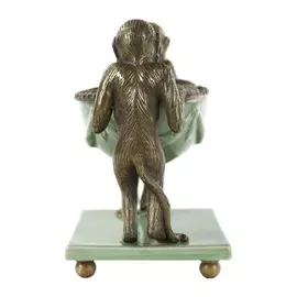 Чаша Glasar фарфоровая с бронзовыми обезьянами 17x10x15см