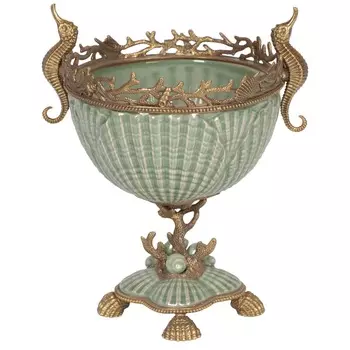 Чаша Glasar фарфоровая зеленая 24х19х28 см