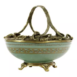Чаша Glasar фарфоровоая с бронзовой ручкой 20,32см