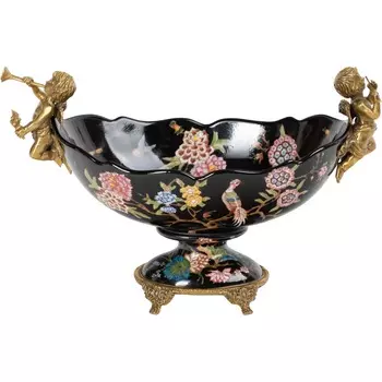 Чаша Glasar с ангелами черная 32х14х21 см