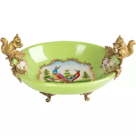 Чаша Glasar с белочками 20х13х9 см зеленая