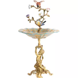 Чаша Glasar с птицами 31х31х56 см золотистая
