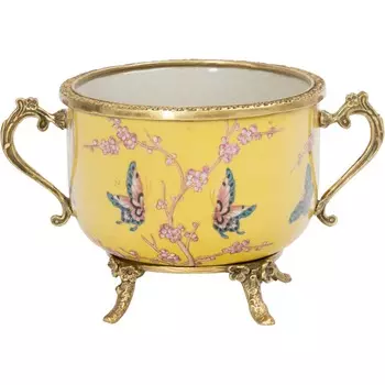 Чаша Glasar с ручками желтая 21х14х13 см