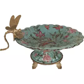 Чаша Glasar со стрекозой 24х15х15 см голубая