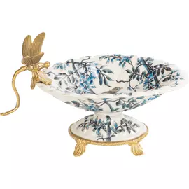 Чаша Glasar со стрекозой 27х15х13 см белая